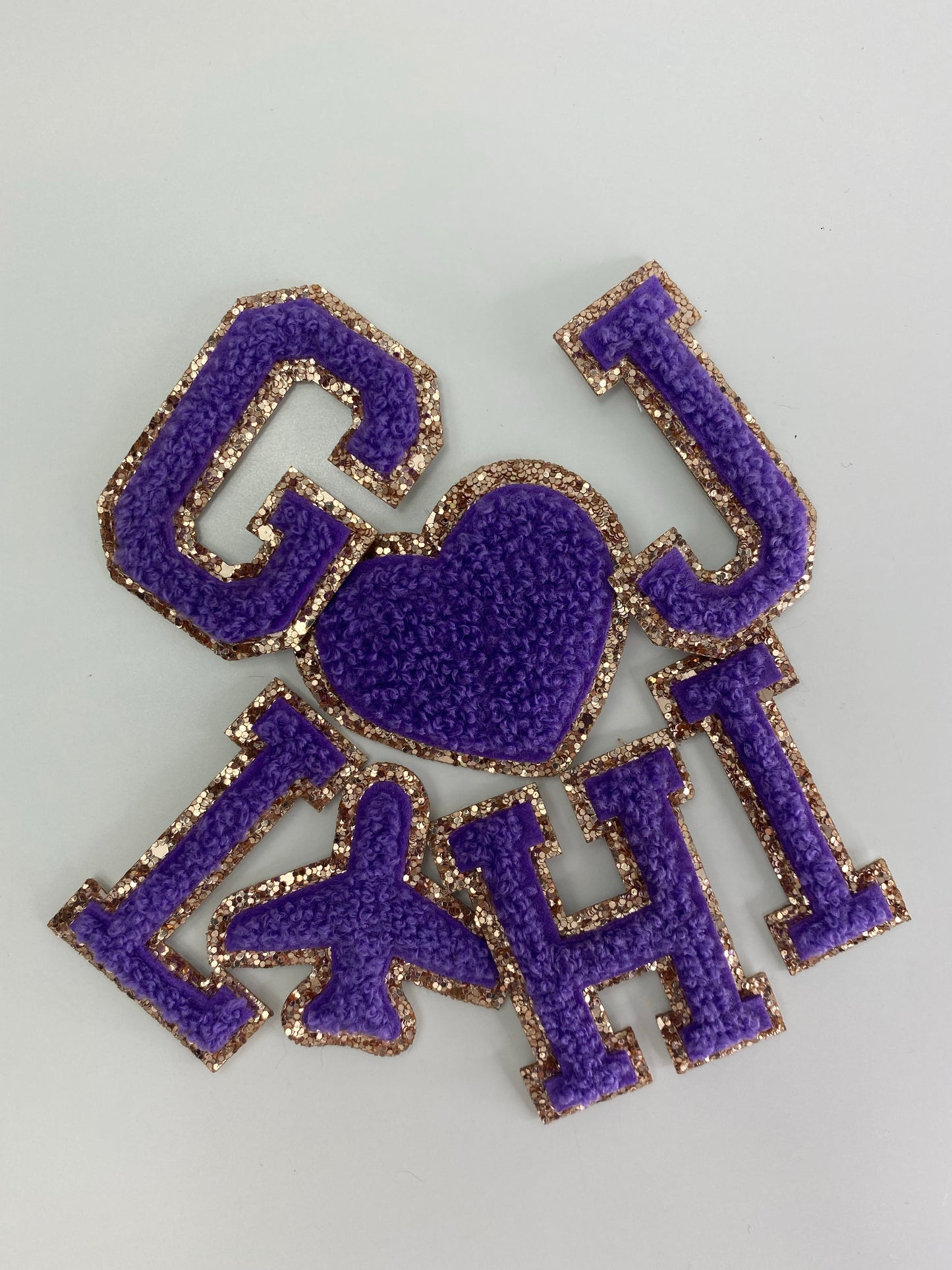 DARK PURPLE - Gold Glitter Patches